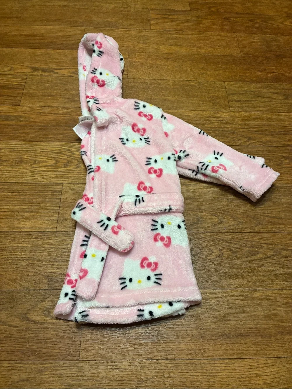 Sanrio Pink Hello Kitty Fleece Hooded Infants Robe with Belt